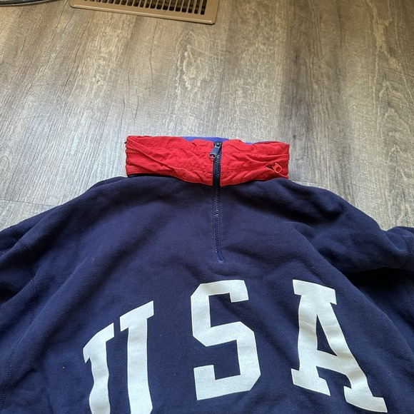 Polo Ralph Lauren Sweatshirt Mens Medium USA Flag Superman Fleece Stadium 90s ++ - Picture 10 of 10